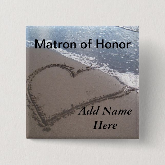 Matron Of Honor Beach Wedding Button (Front)