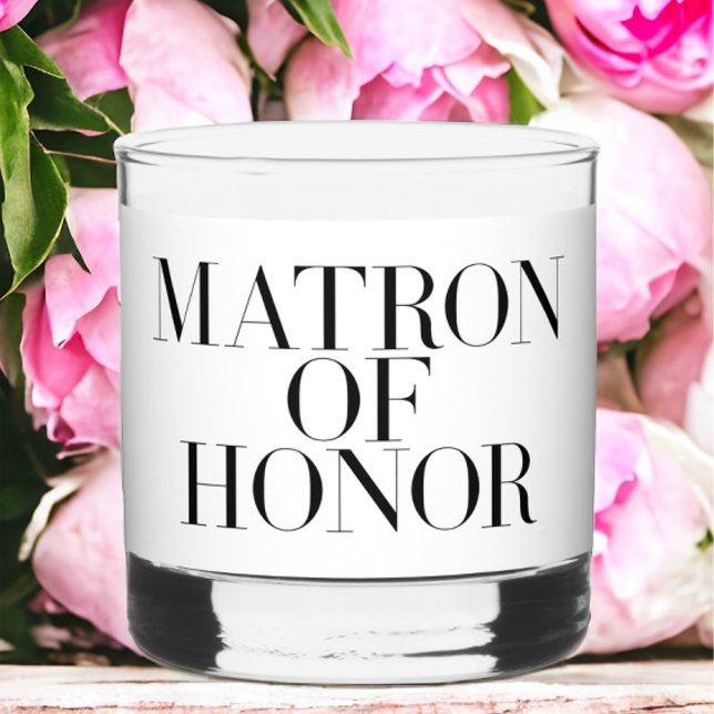 Matron of Honor Black Modern Elegant Personalized  Whiskey Glass (Creator Uploaded)
