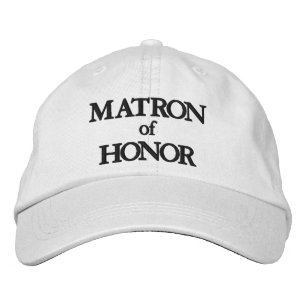 Matron of honor black white custom elegant wedding embroidered baseball cap