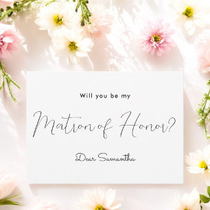 Matron of Honor Black White Invitation