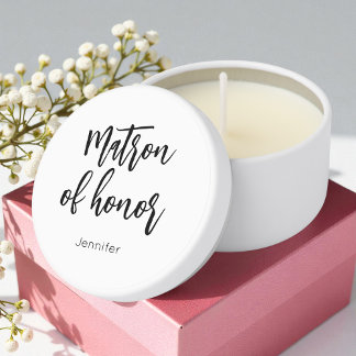 Matron of Honor Black White Wedding Mini Candle Favors
