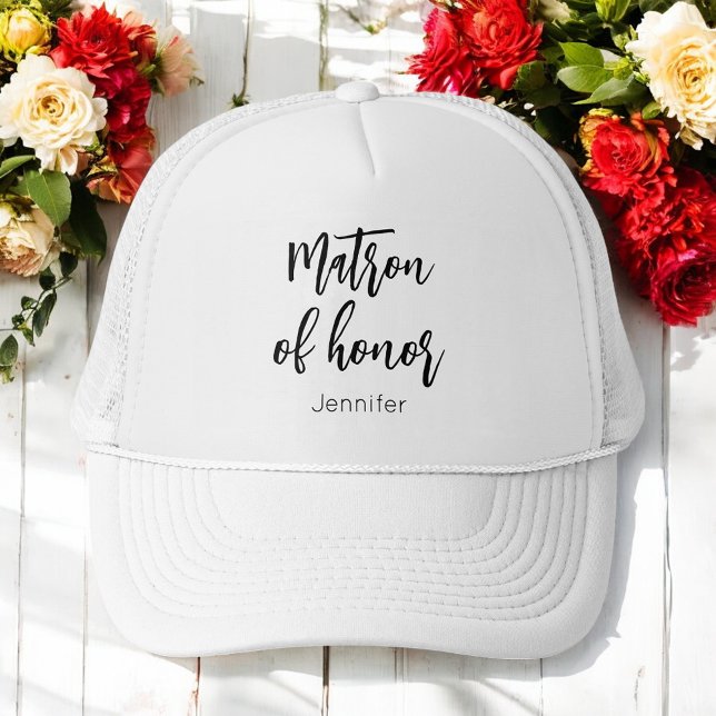 Matron of Honor Black White Wedding Trucker Hat (Creator Uploaded)