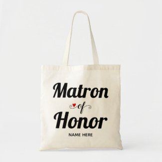 Matron of honor bold typography wedding tote bag