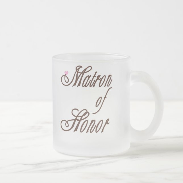 Matron of Honor Classy Browns Frosted Glass Coffee Mug (Right)