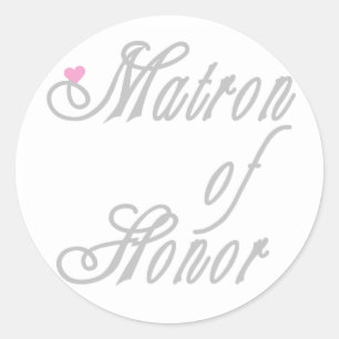 Matron of Honor Classy Grays Classic Round Sticker