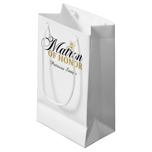 Matron Of Honor customizable Wedding party Small Gift Bag (Front Angled)
