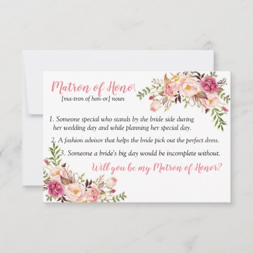 Matron of Honor definition card