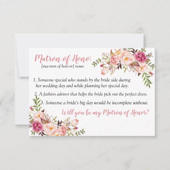 Matron Of Honor Definition Card Zazzle Com