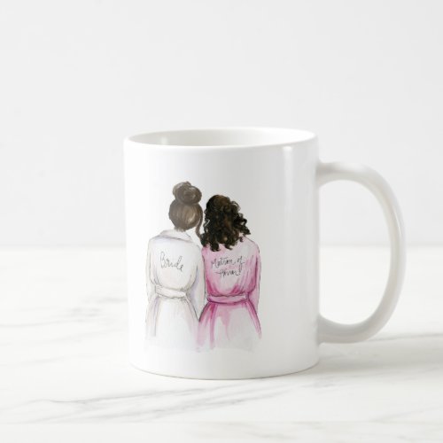 Matron of Honor Dk Br Bun Bride Curly Dk Br Maid Coffee Mug