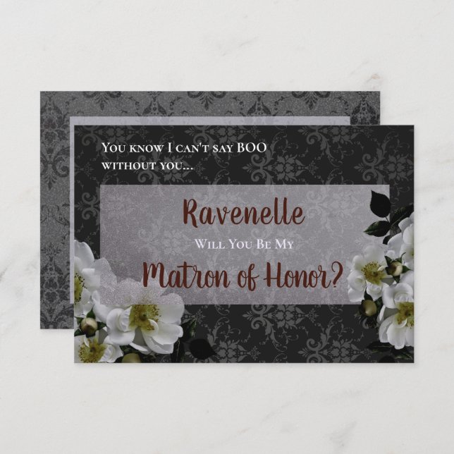 Matron of Honor Elegant Goth Glam Request Card (Front/Back)