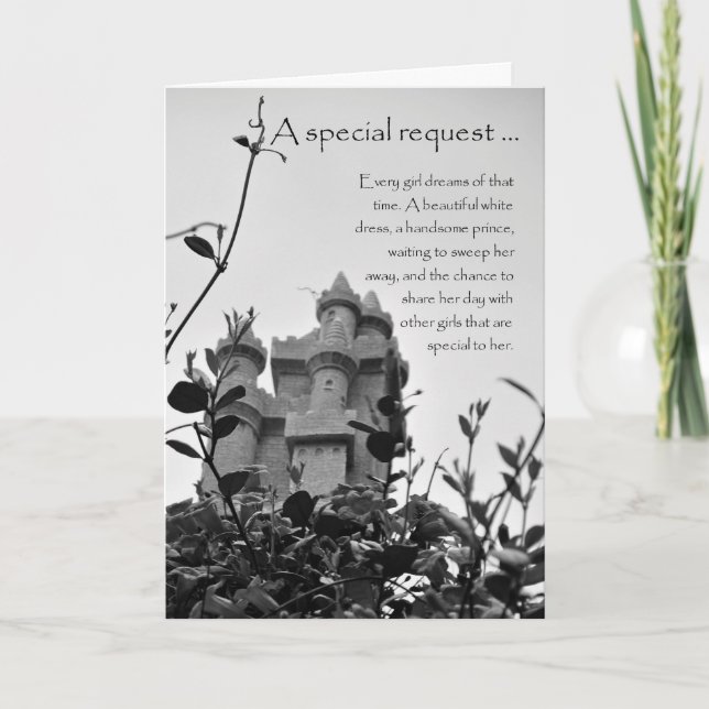 Matron of Honor Fairy Tale Castle Request Card (Front)