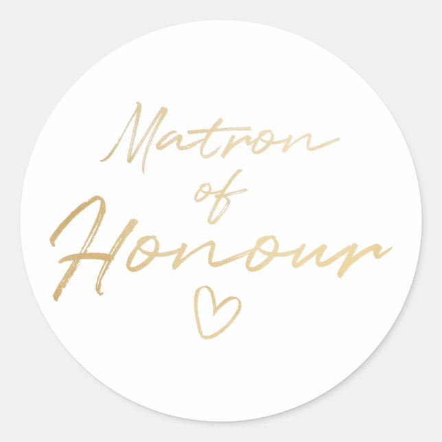 Matron of Honor - Gold faux foil sticker (Front)