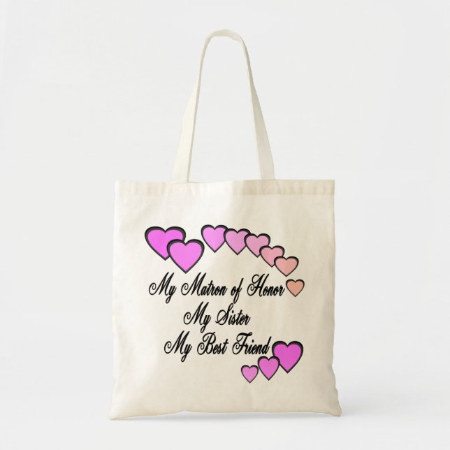Matron of Honor Hearts Tote Bag (Front)