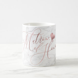 Matron of Honor/Marble+Faux Rose Gold Script Coffee Mug