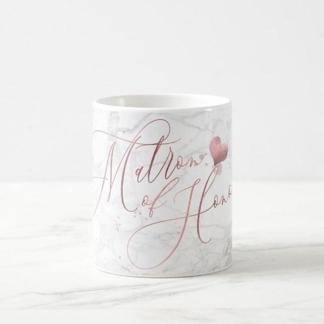 Matron of Honor/Marble+Faux Rose Gold Script Coffee Mug (Center)