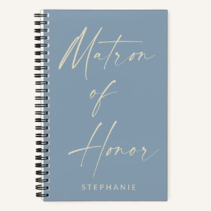 Matron of Honor Minimalist Dusty Blue Personalized Notebook