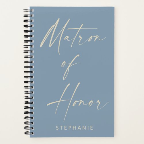 Matron of Honor Minimalist Dusty Blue Personalized Notebook