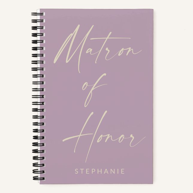 Matron of Honor Minimalist Lilac Personalized Notebook (Front)