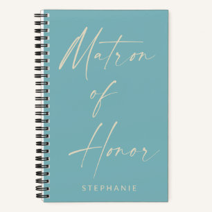 Matron of Honor Minimalist Teal Personalized Notebook