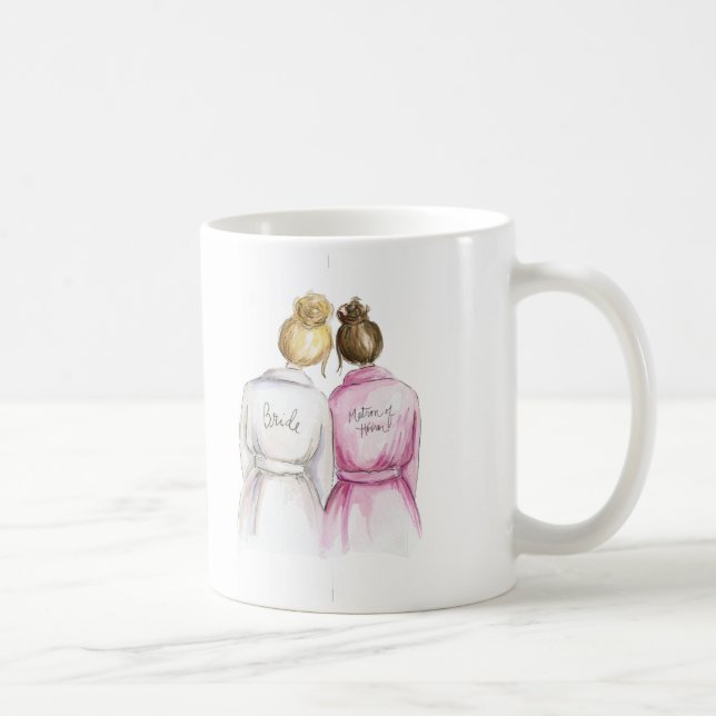 Matron of Honor? Mug Blonde Bride Brunette Maid (Right)
