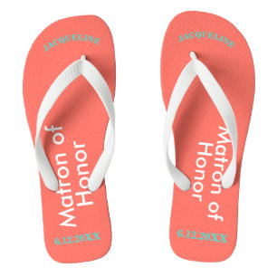 Matron of Honor NAME Coral Flip Flops