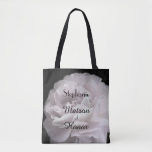 Matron of Honor, Name, Pale Pink Rose Tote Bag