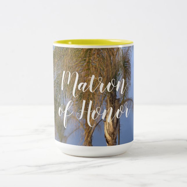 Matron of Honor Palm Trees Wedding Mugs (Center)