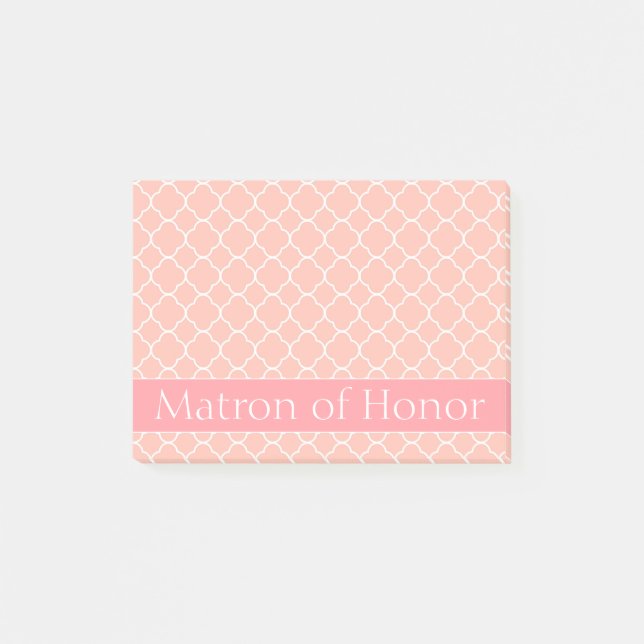 Matron of Honor Pink and White Post-it Notes (Front)