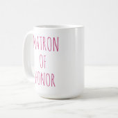Matron of Honor Pink Font Coffee Mug Wedding Party (Front Left)