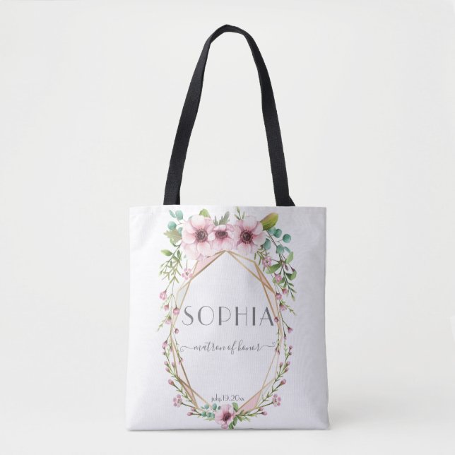 Matron of Honor Pretty Pink Anemone Flowers Tote Bag (Front)
