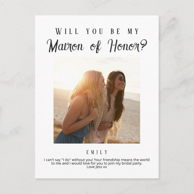 Matron of Honor proposal, Custom Newspaper  Postcard (Front)