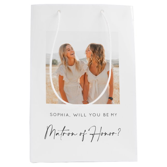 Matron of Honor Proposal Gift Bag with Photo (Front)