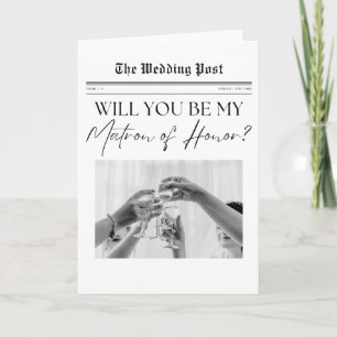 Matron of Honor Proposal USA, simple Newspaper Card