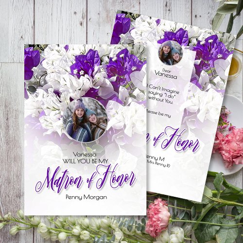 Matron of Honor Purple White Wedding Invitation