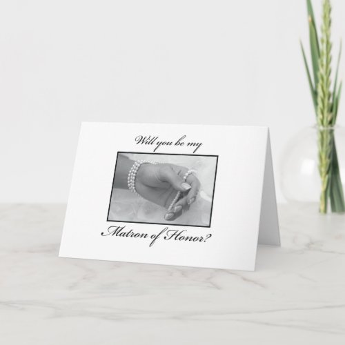 Matron of Honor Request Black White Invitation