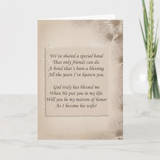 Matron Of Honor request poem Invitation (Front)