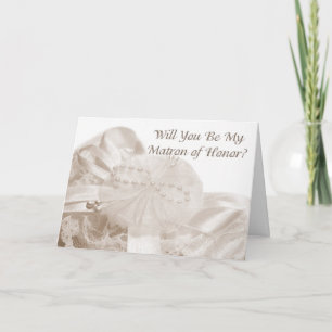 Matron of Honor Request Sepia Lace Invitation