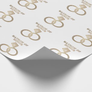 Matron Of Honor Romantic Gold Rings Wedding Wrapping Paper