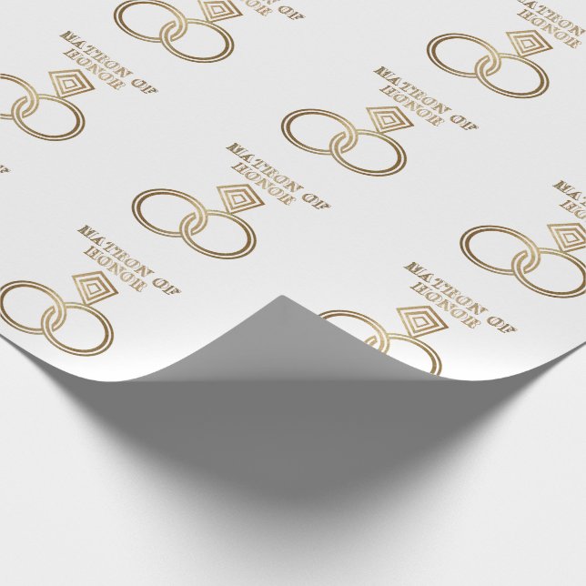 Matron Of Honor Romantic Gold Rings Wedding Wrapping Paper (Corner)