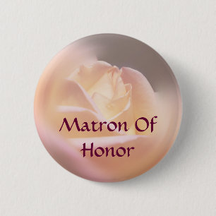 Matron Of Honor Rose Flower Wedding  Pinback Button