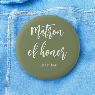 Matron of Honor Sage Green Wedding Button