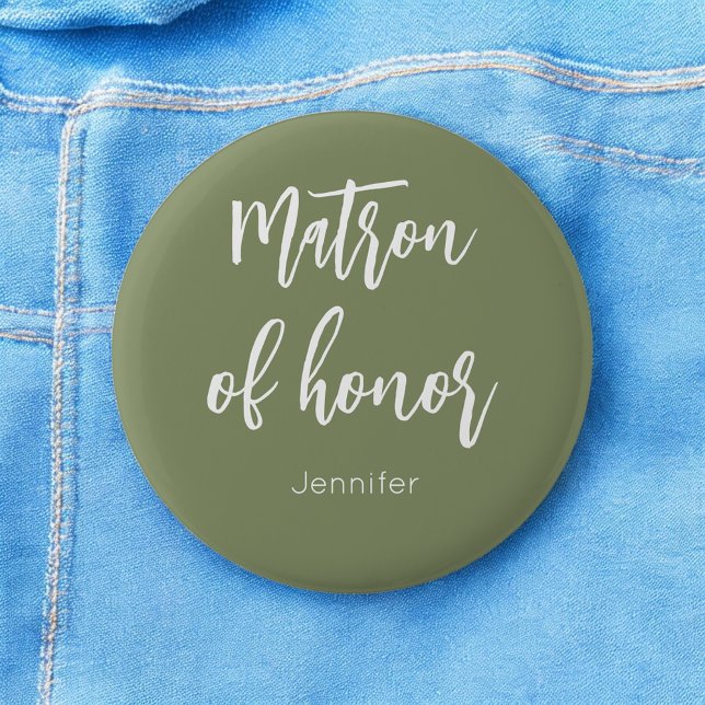 Matron of Honor Sage Green Wedding Button (Creator Uploaded)