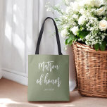 Matron of Honor Sage Green Wedding Tote Bag<br><div class="desc">Matron of Honor Tote Bag in Sage Green and White for Wedding,  Bridal Party,  Bridal Shower,  Bachelorette Party. Check out more products with this design in the collection below.</div>