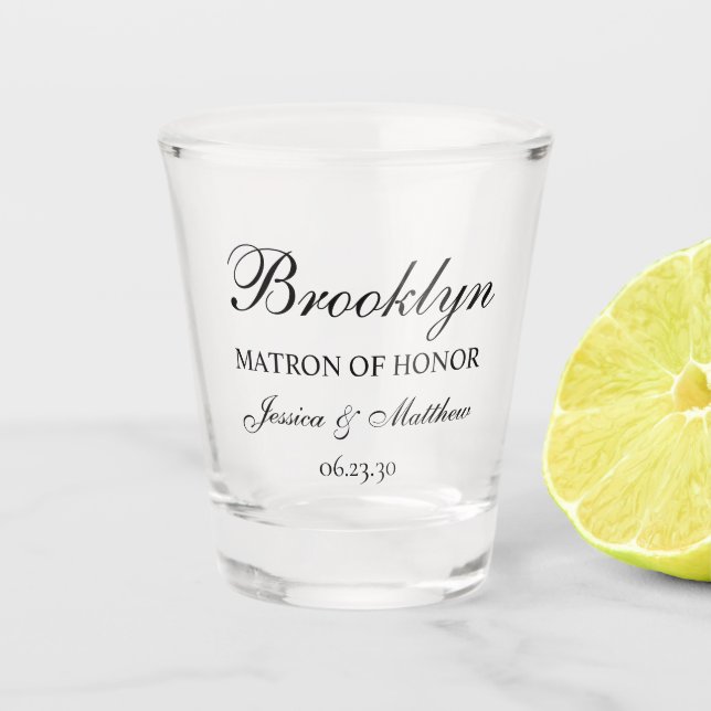 Matron of Honor Script Customized Shot Glass (Front)