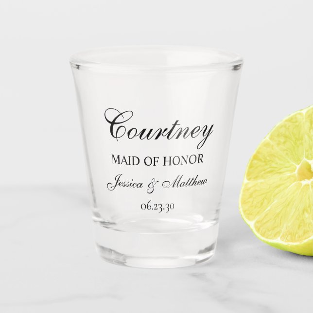 Matron of Honor Script Customized Shot Glass (Front)