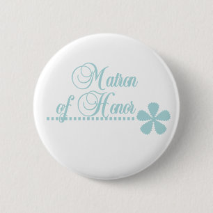 Matron of Honor Teal Elegance Button
