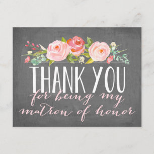 Matron of Honor Thank You   Bridesmaid Card