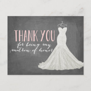 Matron Of Honor Thank You   Bridesmaid Card