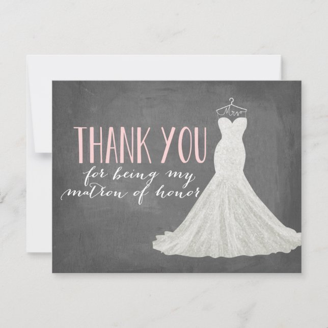 Matron Of Honor Thank You | Bridesmaid Card (Front)