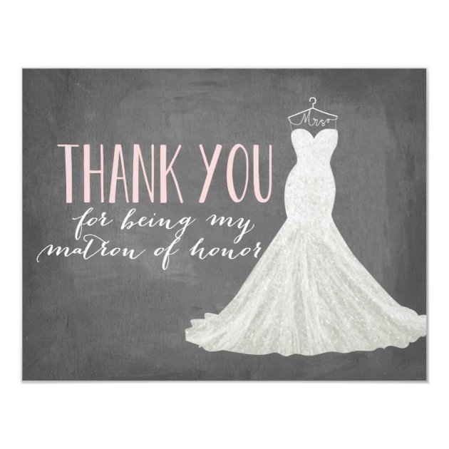 Matron Of Honor Thank You | Bridesmaid Card
